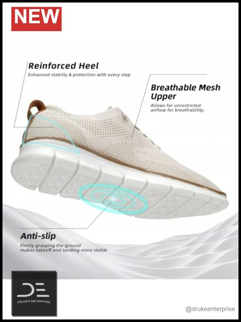 Men's Mesh Oxfords Business Walking Sneakers Memory Foam Lightweight